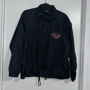 Women’s FMF Femme Windbreaker Size L jacket Black Pink snap front Motorcycle
